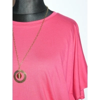 Bluzka Sonia w luźnym stylu oversize krótki rękaw - różowa